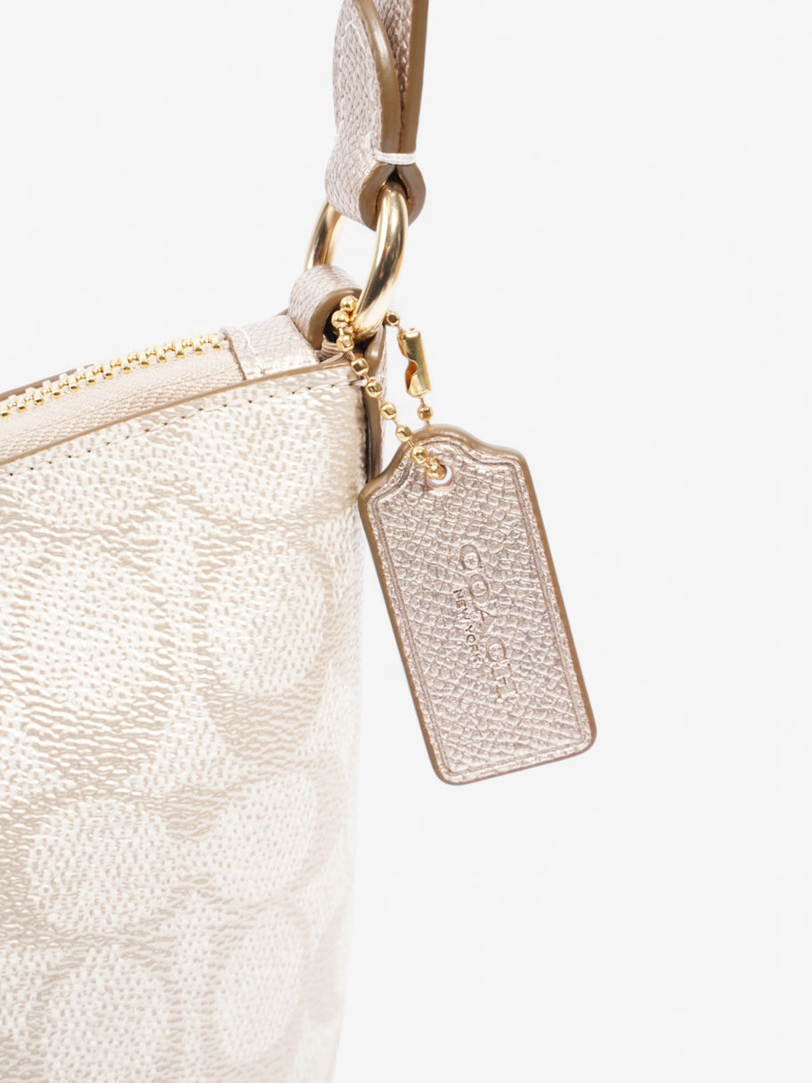 Coach Zip Shoulder Bag White / Beige Coated Canvas Image 8