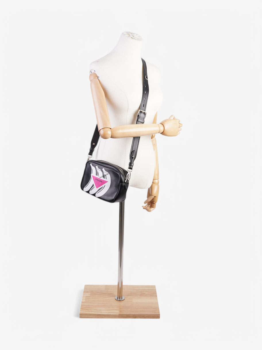 Prada Banana Triangle Camera Bag Black / White / Pink Leather Image 2