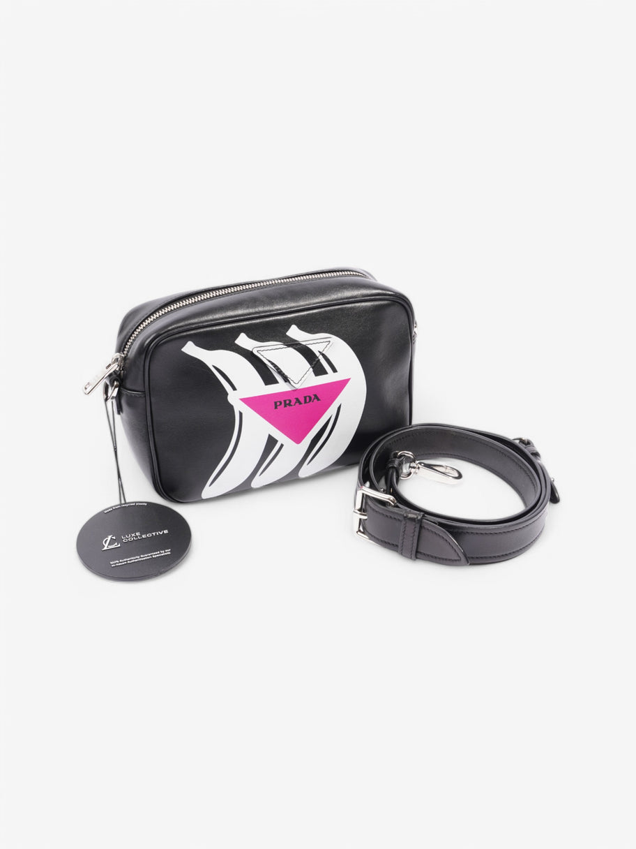 Prada Banana Triangle Camera Bag Black / White / Pink Leather Image 9