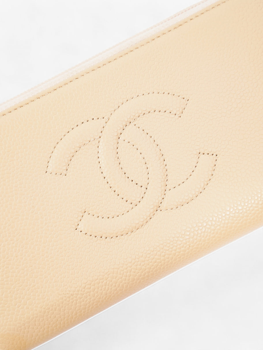 Chanel Timeless Long Wallet Beige / Gold Caviar Leather Image 3