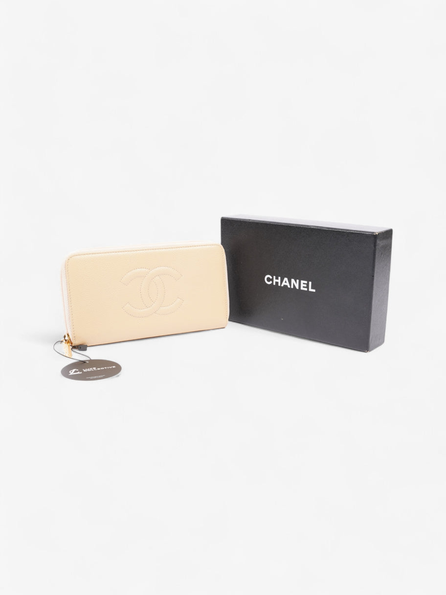 Chanel Timeless Long Wallet Beige / Gold Caviar Leather Image 7