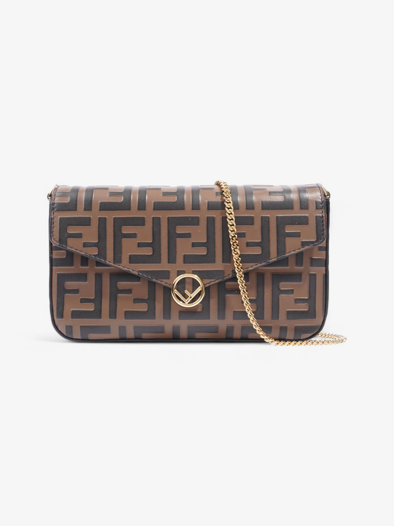  Fendi Envelope Shoulder Bag Brown Leather