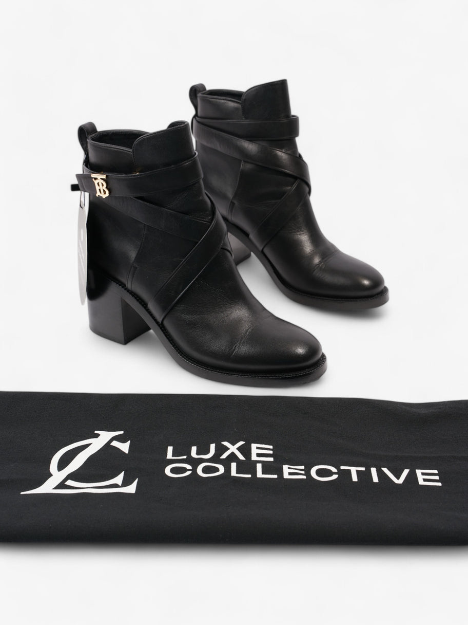 Burberry Platform Ankle Boots Black / Gold Leather EU 38.5 UK 5.5 Image 9