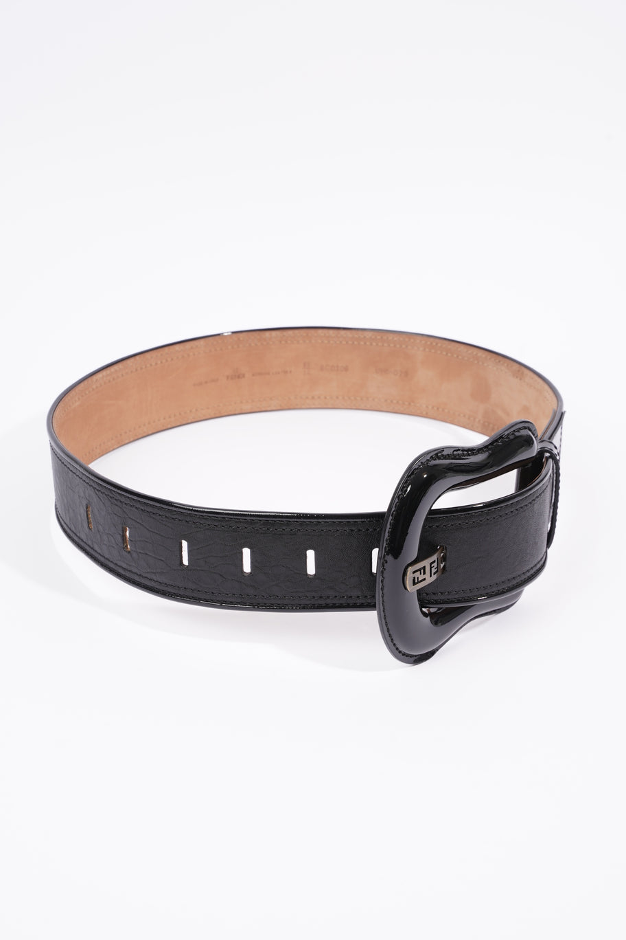 Wide Giant Buckle Belt Black Leather 85cm 34'' Image 2