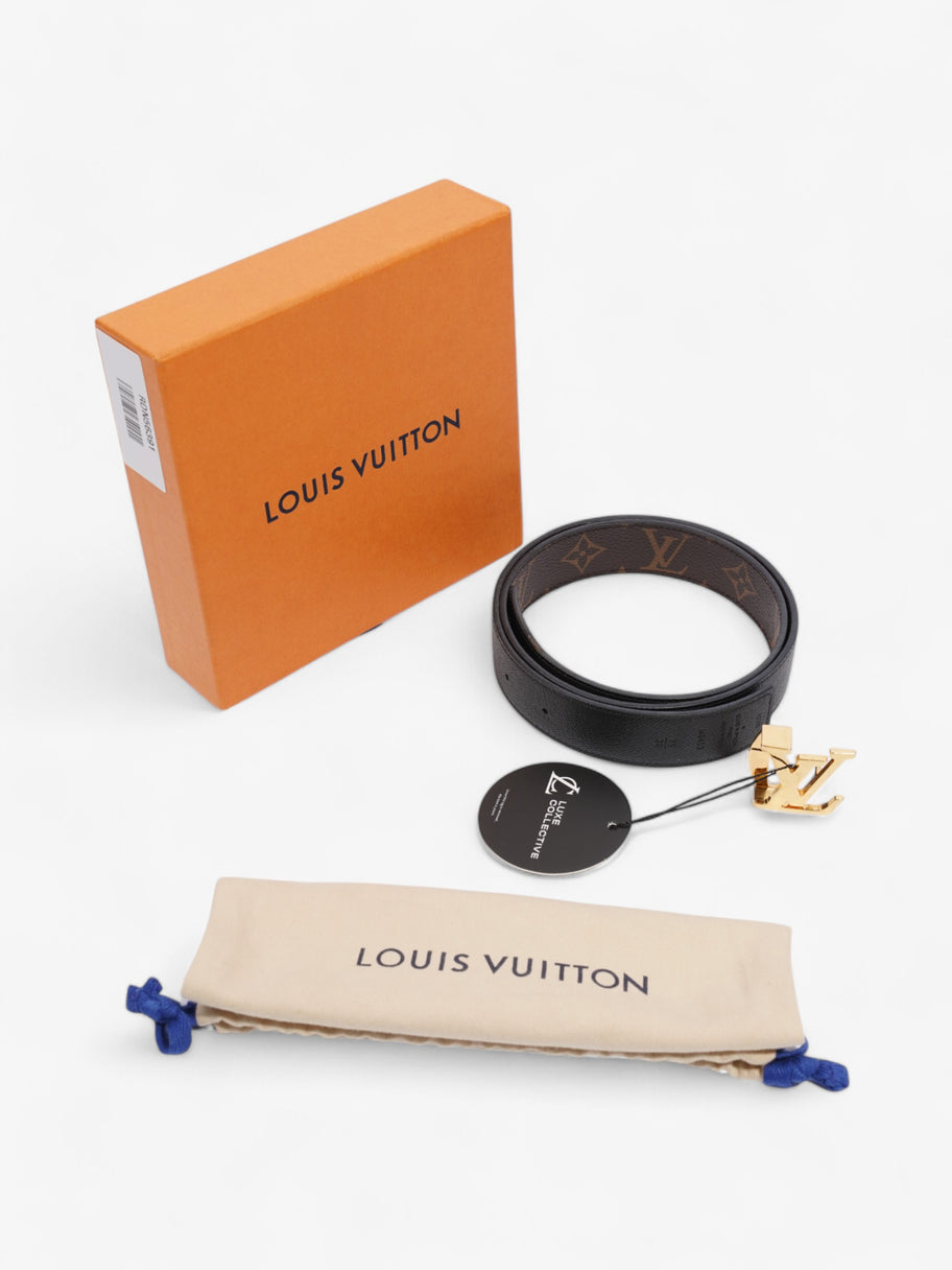 Louis Vuitton LV logo 30MM reversible belt Monogram / Black / Gold Canvas 75cm / 30