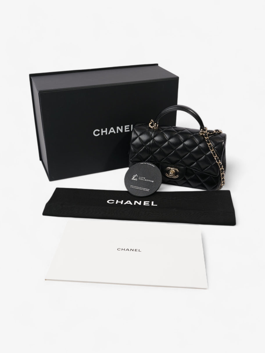 Chanel Rectangular Top Handle Bag Black Lambskin Leather Mini Image 10