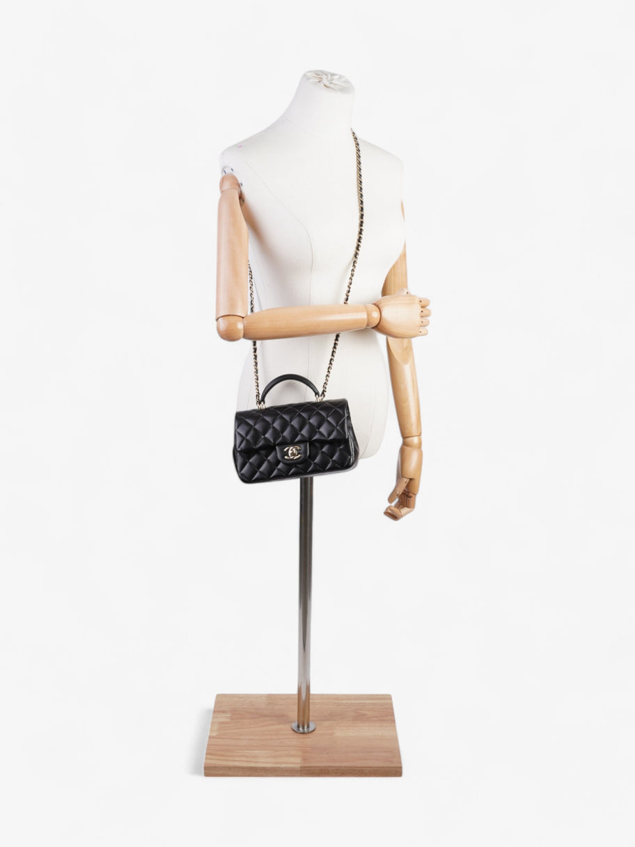 Chanel Rectangular Top Handle Bag Black Lambskin Leather Mini Image 2