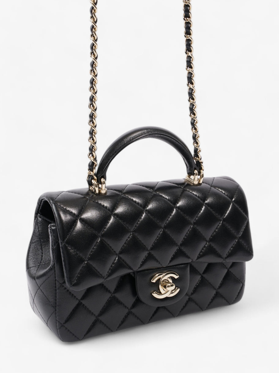 Chanel Rectangular Top Handle Bag Black Lambskin Leather Mini Image 7