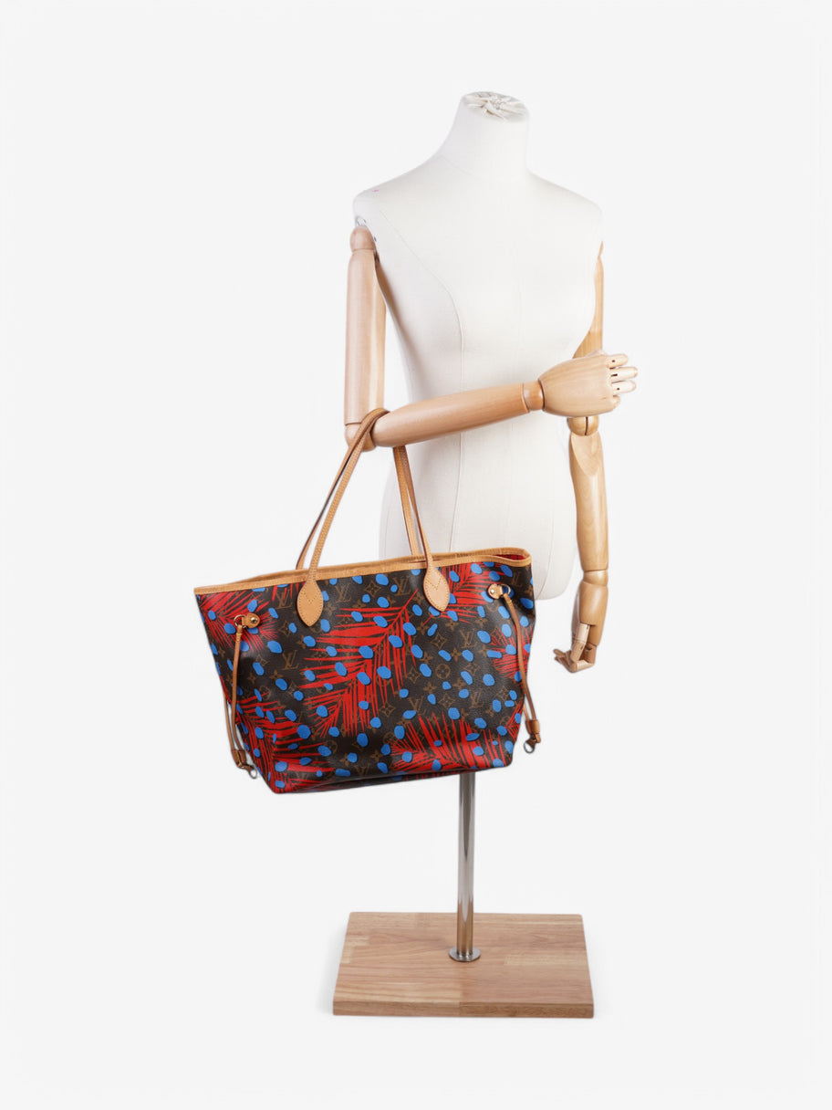 Louis Vuitton Neverfull Monogram / Red / Blue Coated Canvas MM Image 2