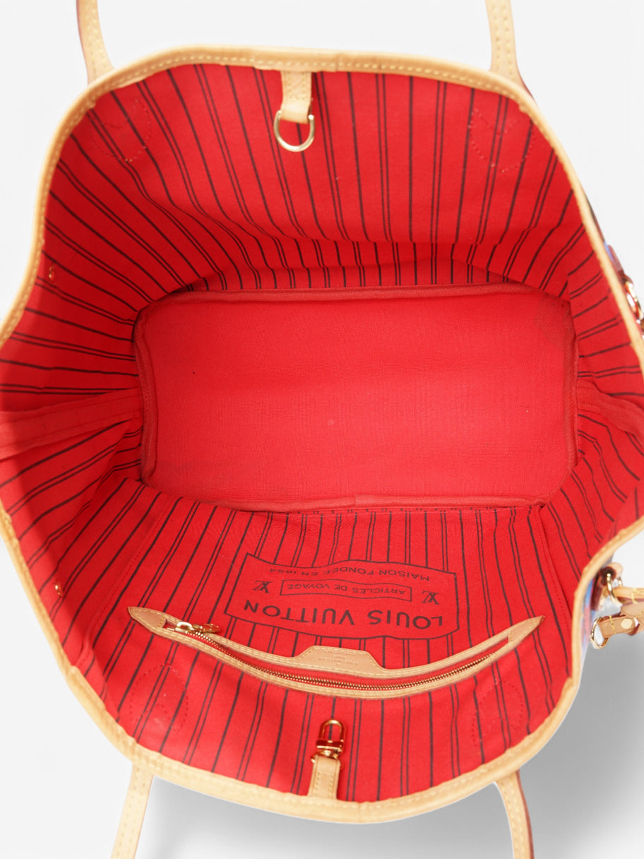 Louis Vuitton Neverfull Monogram / Red / Blue Coated Canvas MM Image 9