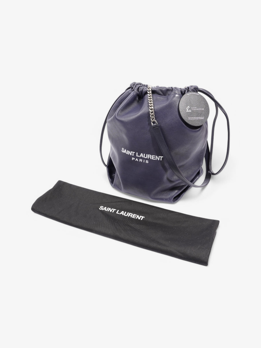 Saint Laurent Teddy Bucket Bag Navy / Silver Leather Image 10