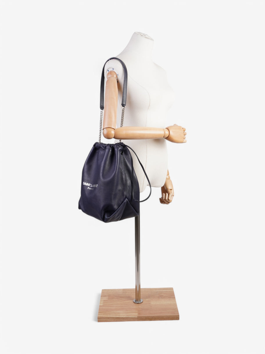 Saint Laurent Teddy Bucket Bag Navy / Silver Leather Image 2