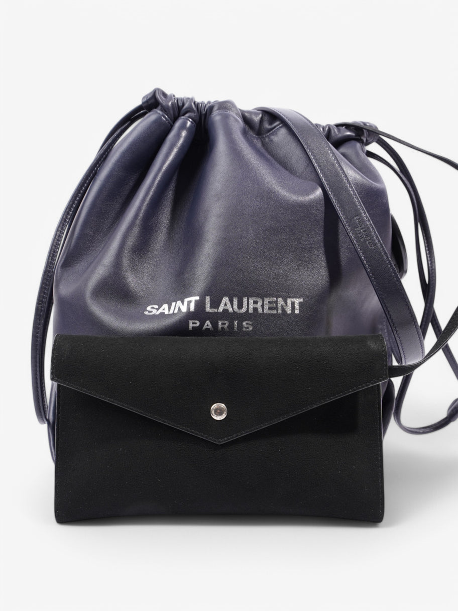 Saint Laurent Teddy Bucket Bag Navy / Silver Leather Image 9