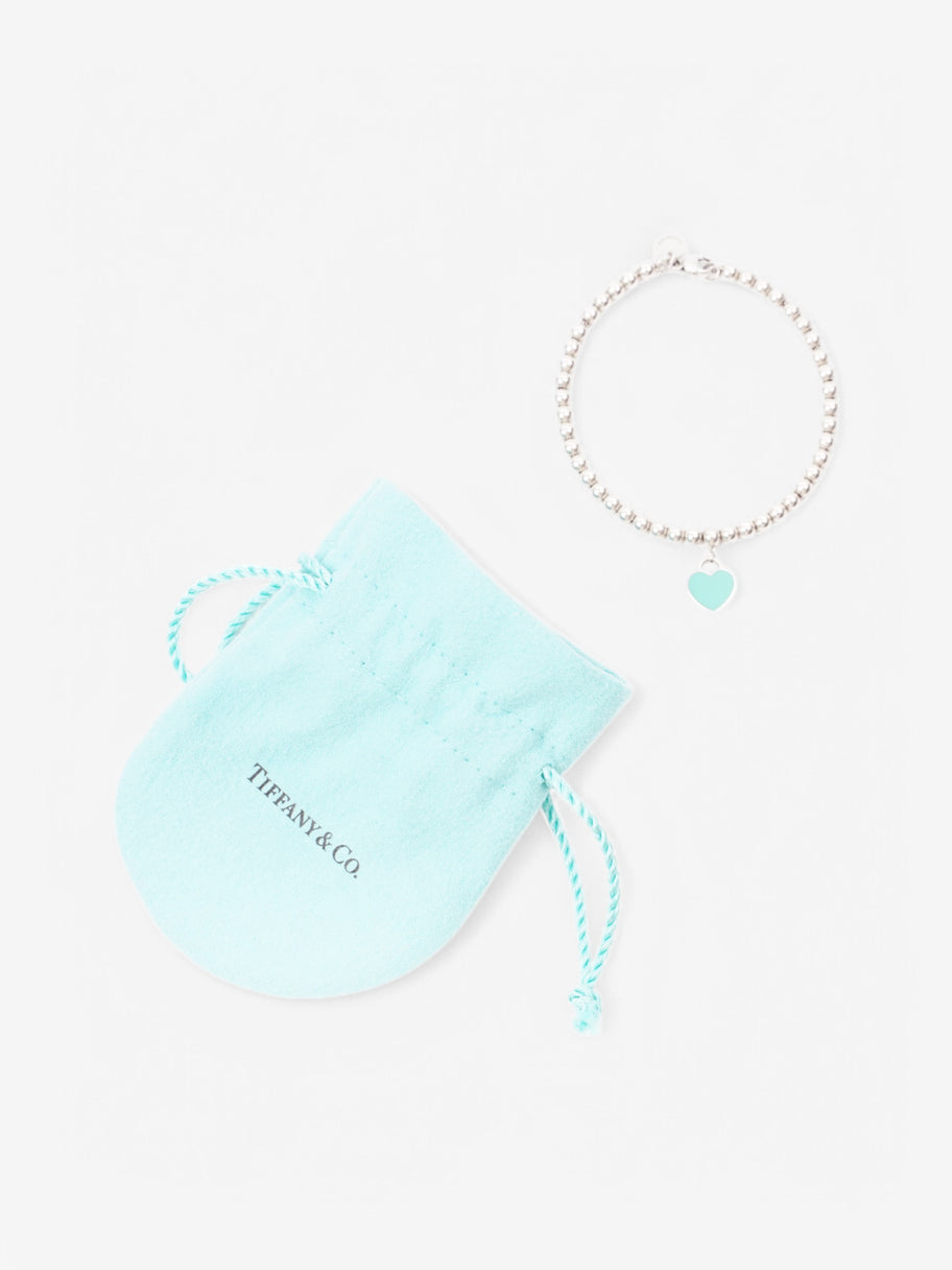 Tiffany and Co Heart Tag Bead Bracelet Silver / Blue Silver Sterling Image 5