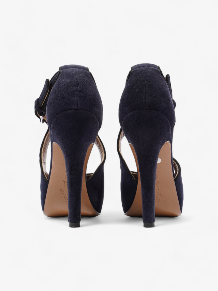 Marni Criss Cross Heels 100mm Navy Blue Suede EU 39 UK 6 Image 6