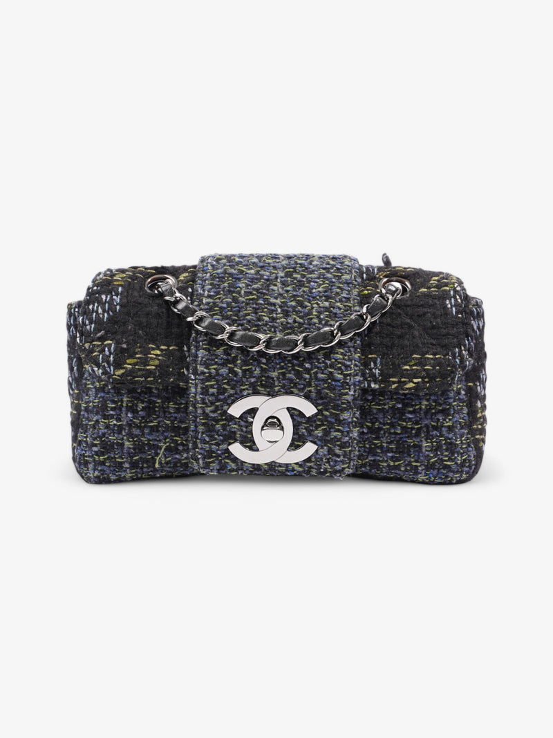  Chanel Fantasy Tweed Shoulder Bag Black / Blue / Green Tweed