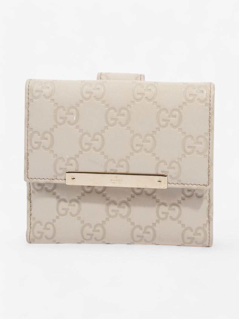  Gucci French Flap Wallet Mystic White Calfskin Leather
