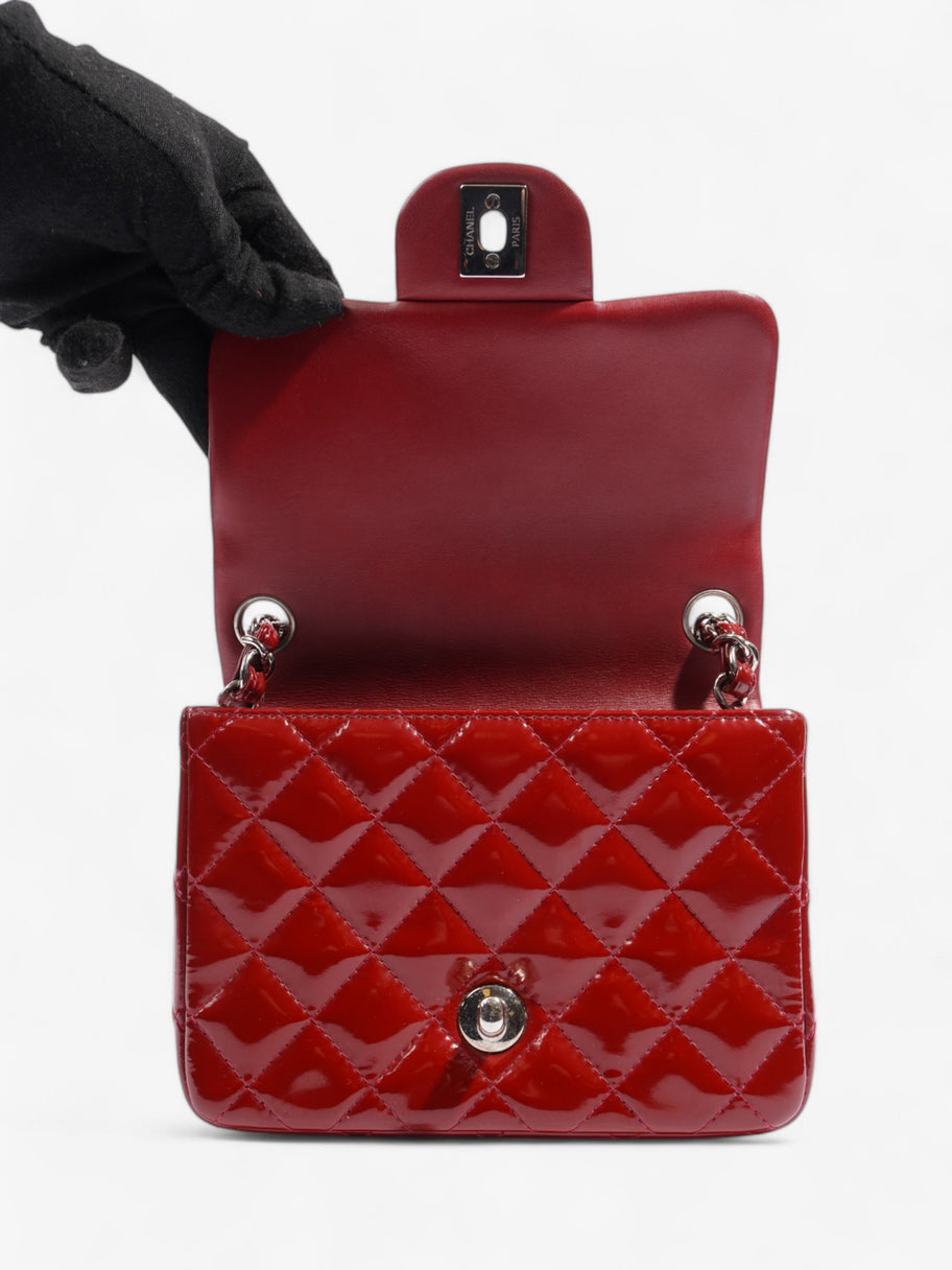 Chanel Classic Square Flap Red Patent Leather Mini Image 8