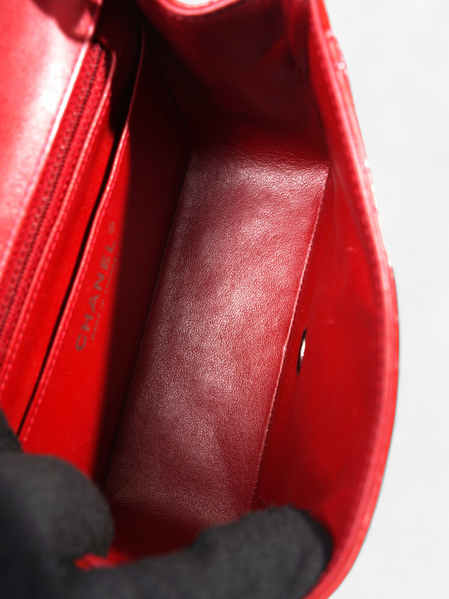 Chanel Classic Square Flap Red Patent Leather Mini Image 9