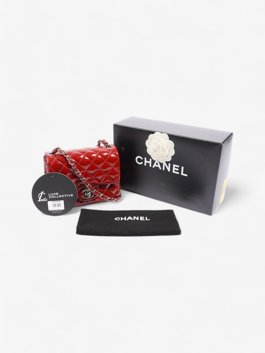 Chanel Classic Square Flap Red Patent Leather Mini Image 10