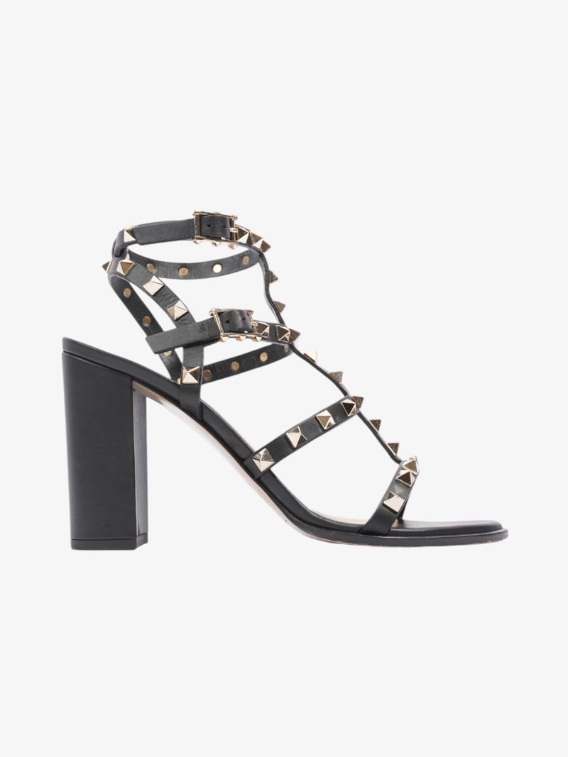  Valentino Rockstud Heel 90 Black Leather EU 37.5 UK 4.5