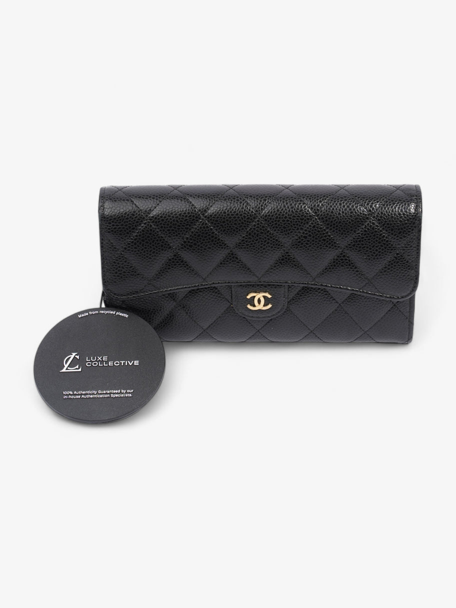 Chanel Classic Flap Wallet Black / Gold Caviar Leather Image 12