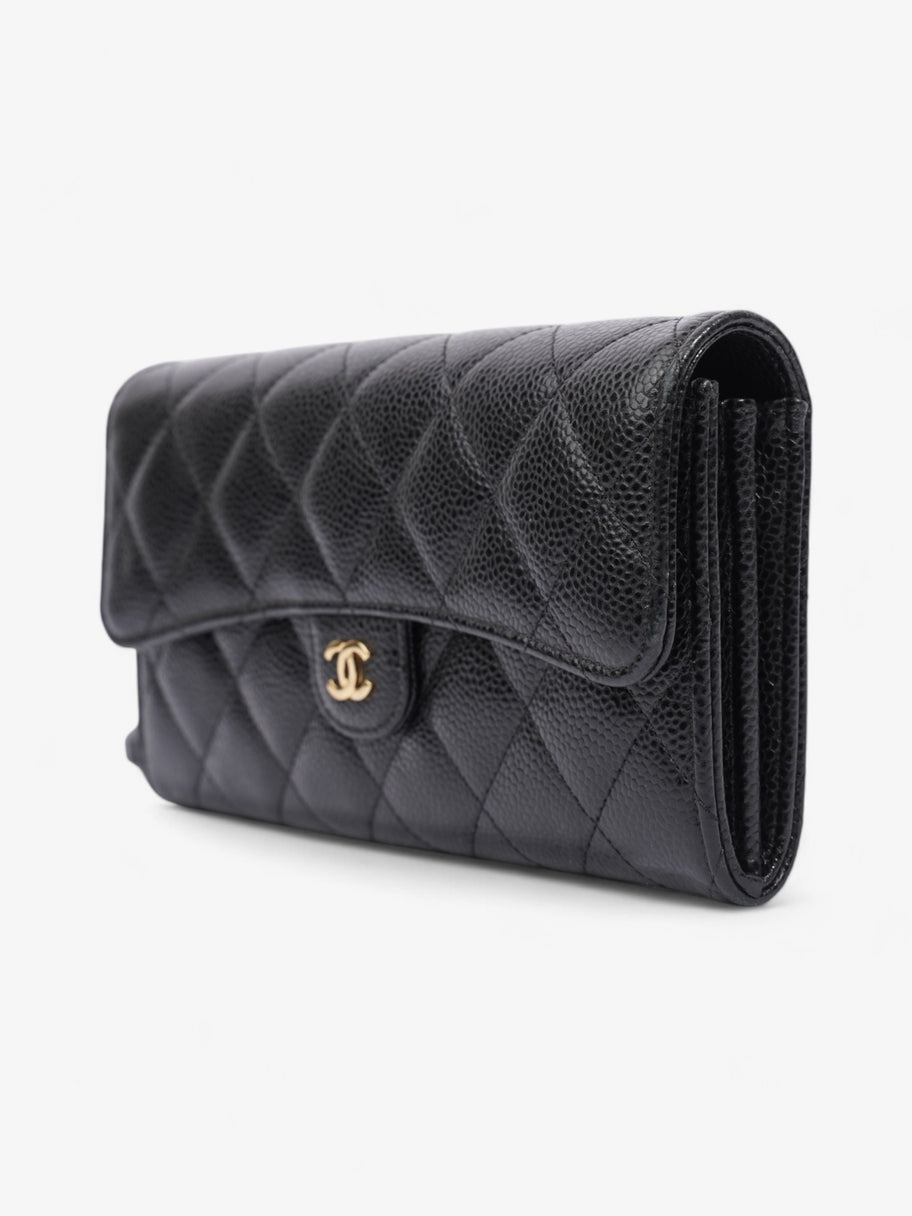 Chanel Classic Flap Wallet Black / Gold Caviar Leather Image 3
