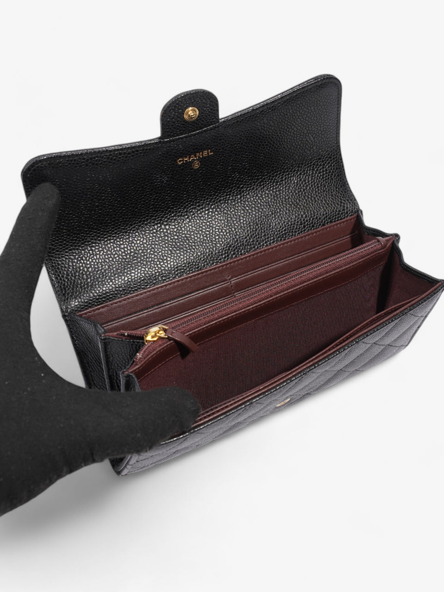 Chanel Classic Flap Wallet Black / Gold Caviar Leather Image 9