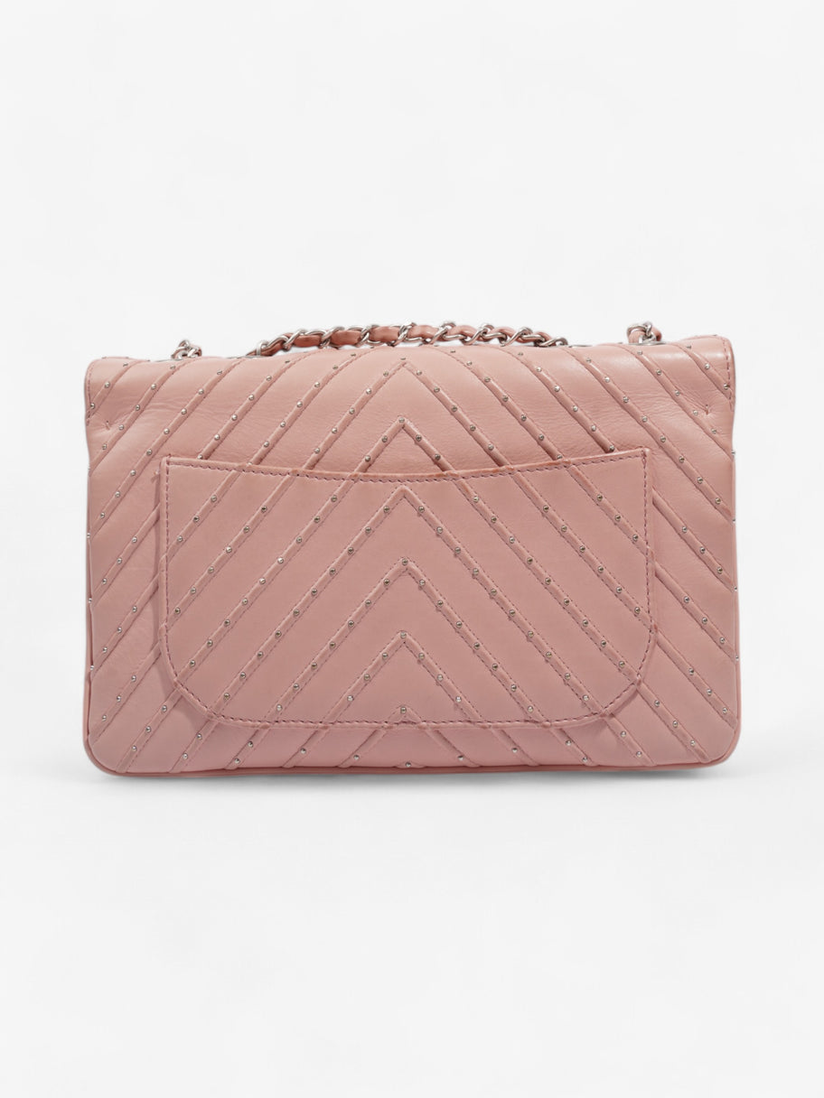 Chanel Studded Chevron Quilted Flap Pink Calfskin Leather Image 4
