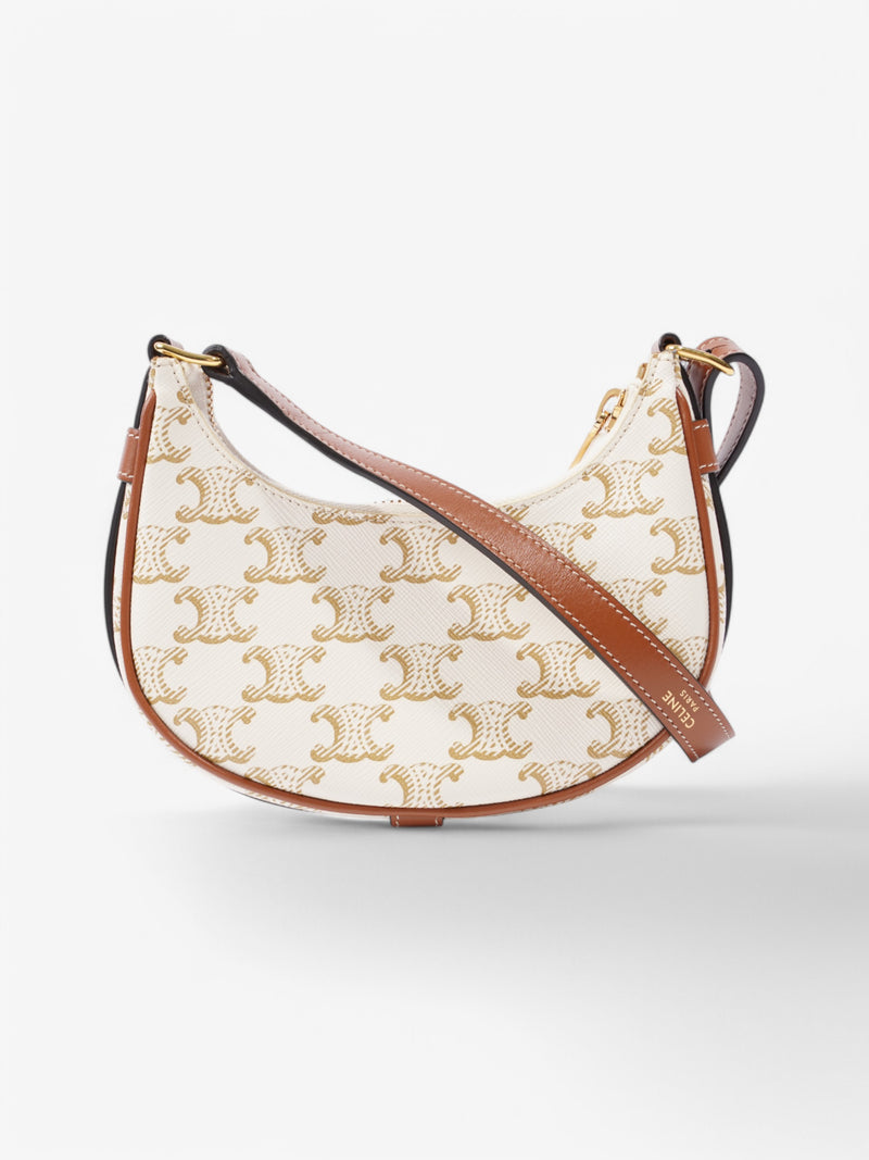  Celine Ava White  / Gold / Brown Leather Mini