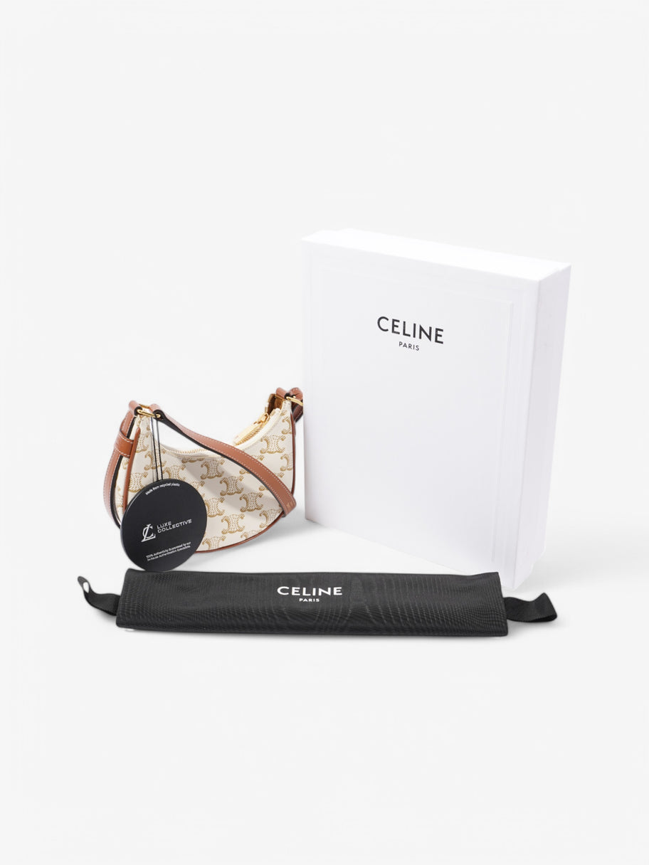 Celine Ava White  / Gold / Brown Leather Mini Image 8