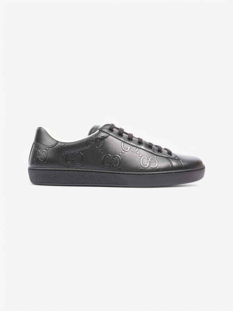  Gucci GG Ace Embossed Trainers Black Embossed Leather EU 45 UK 11
