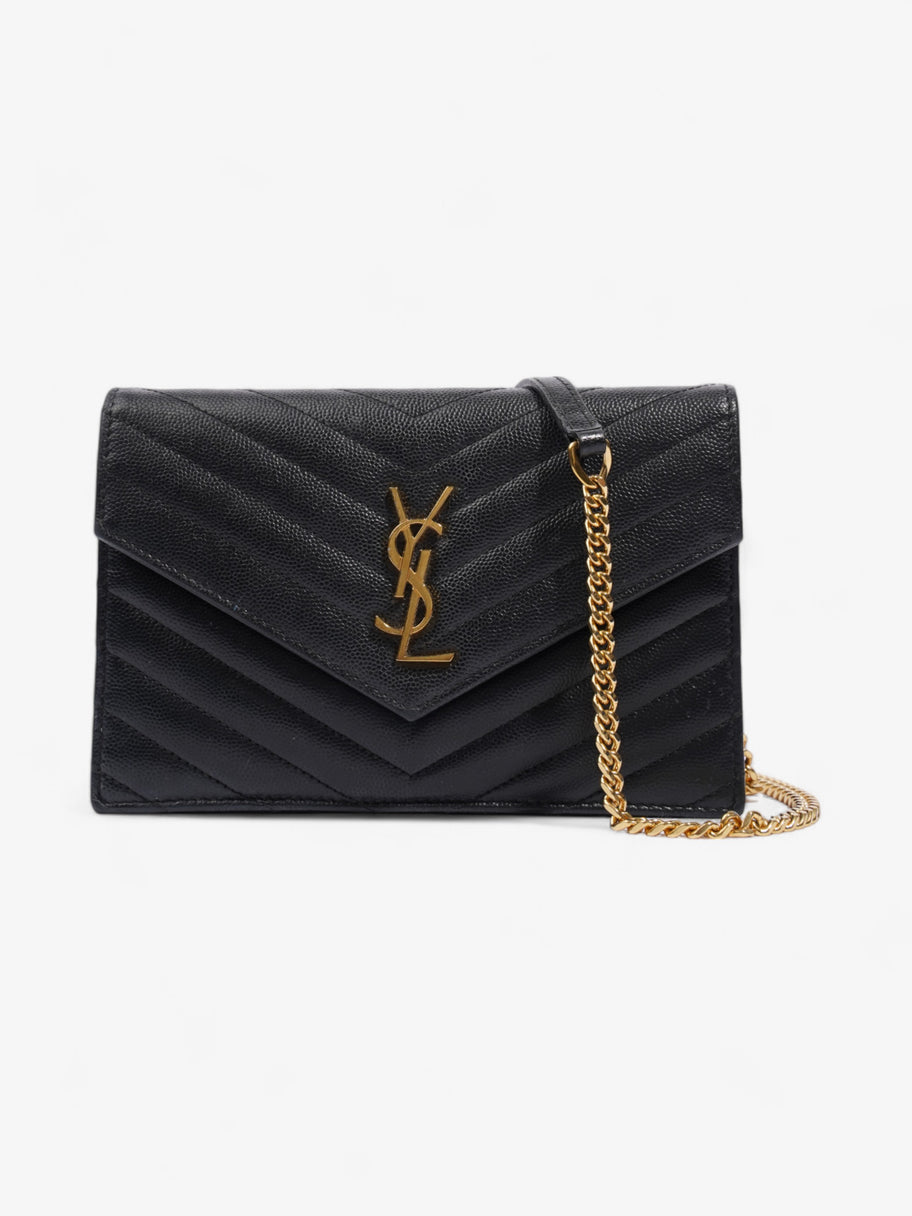 Saint Laurent Cassandre Envelope Chain Wallet Black Calfskin Leather Image 1