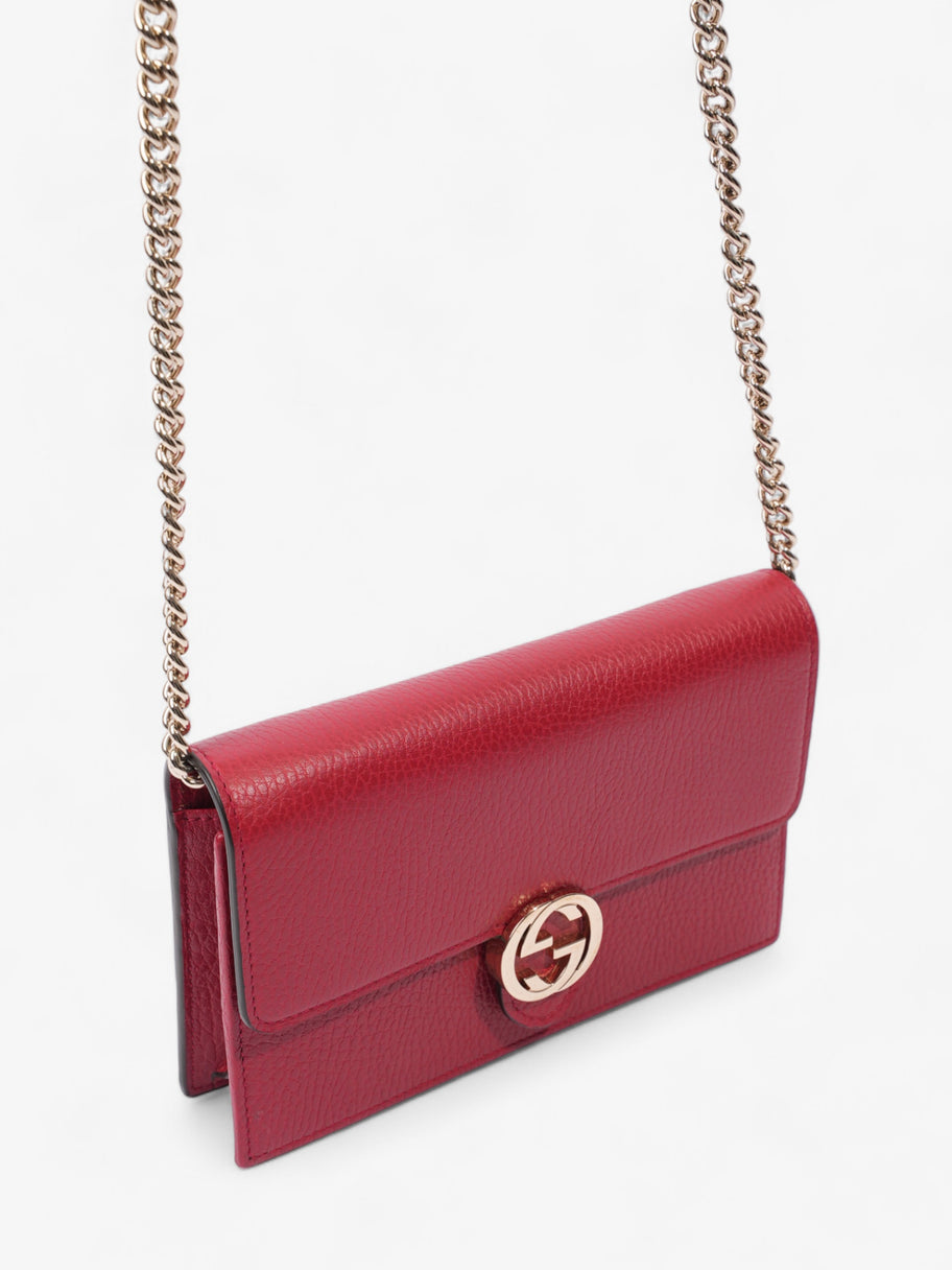 Gucci Interlocking G Flap Chain Wallet Red Leather Image 7