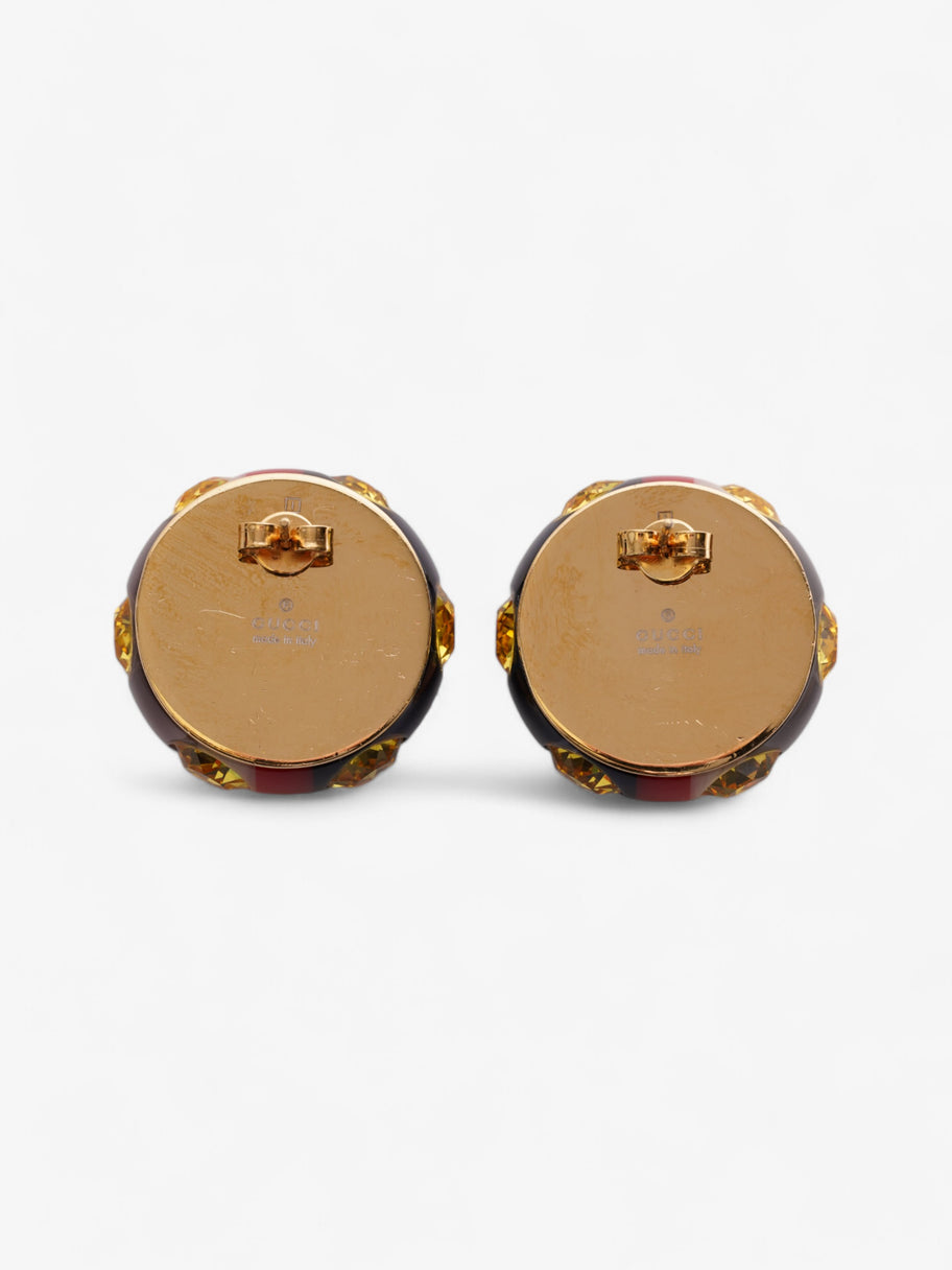 Gucci Web Stud Earrings Gold / Yellow / Blue Resin Image 2