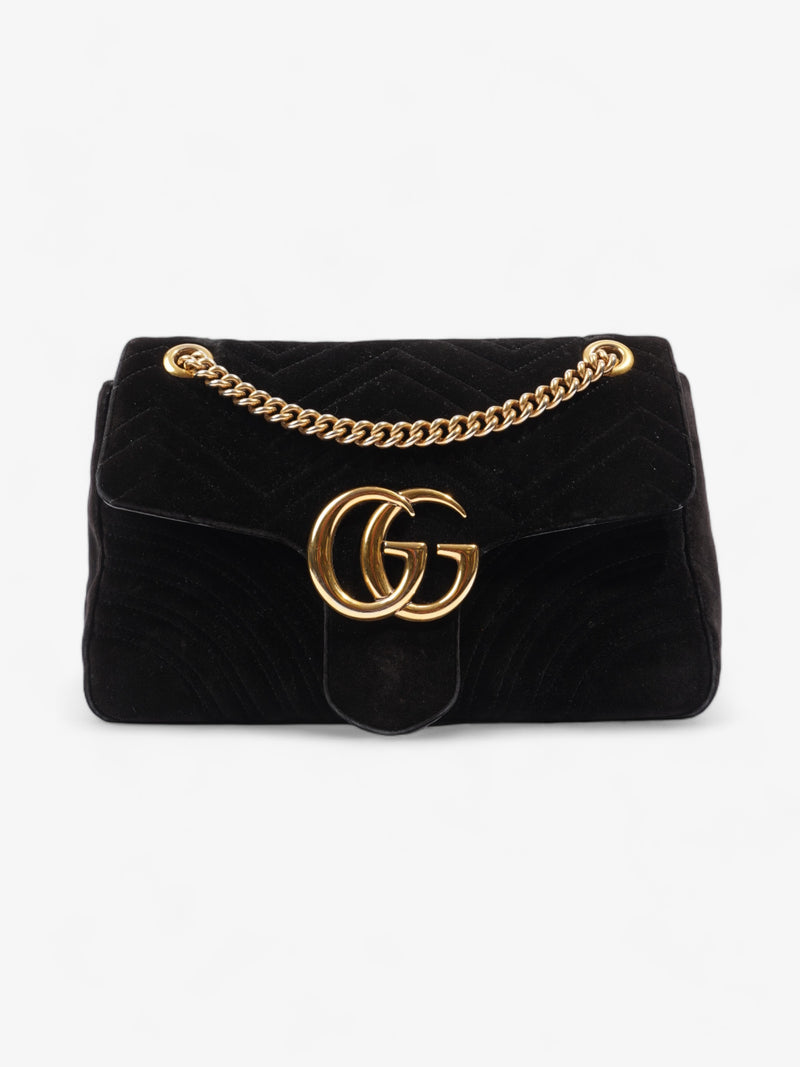  Gucci GG Marmont Flap Black Velvet Medium