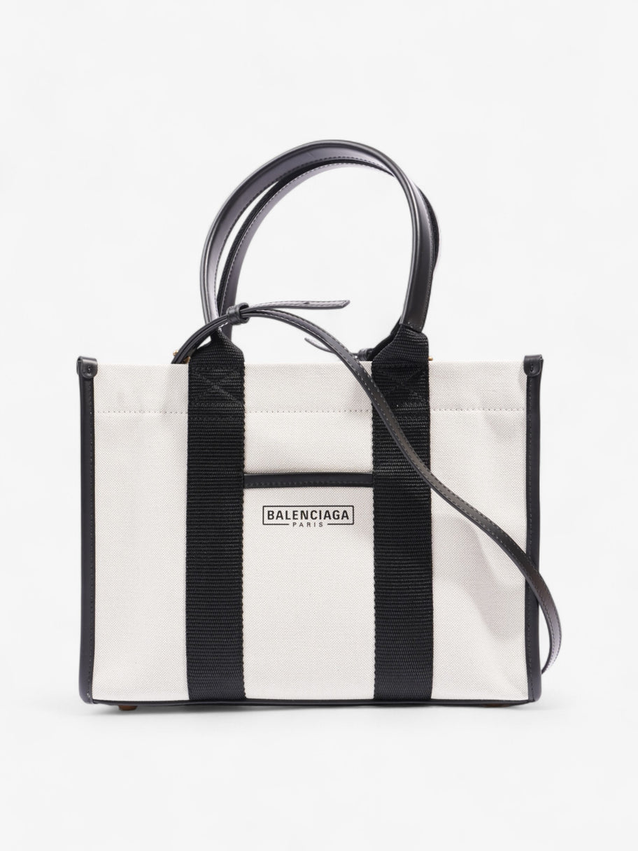 Balenciaga Tote Bag White  / Black Canvas Image 1