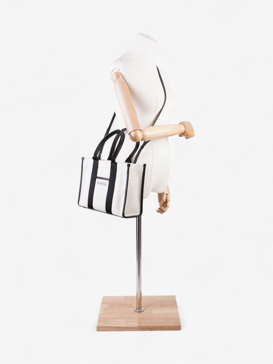 Balenciaga Tote Bag White  / Black Canvas Image 2