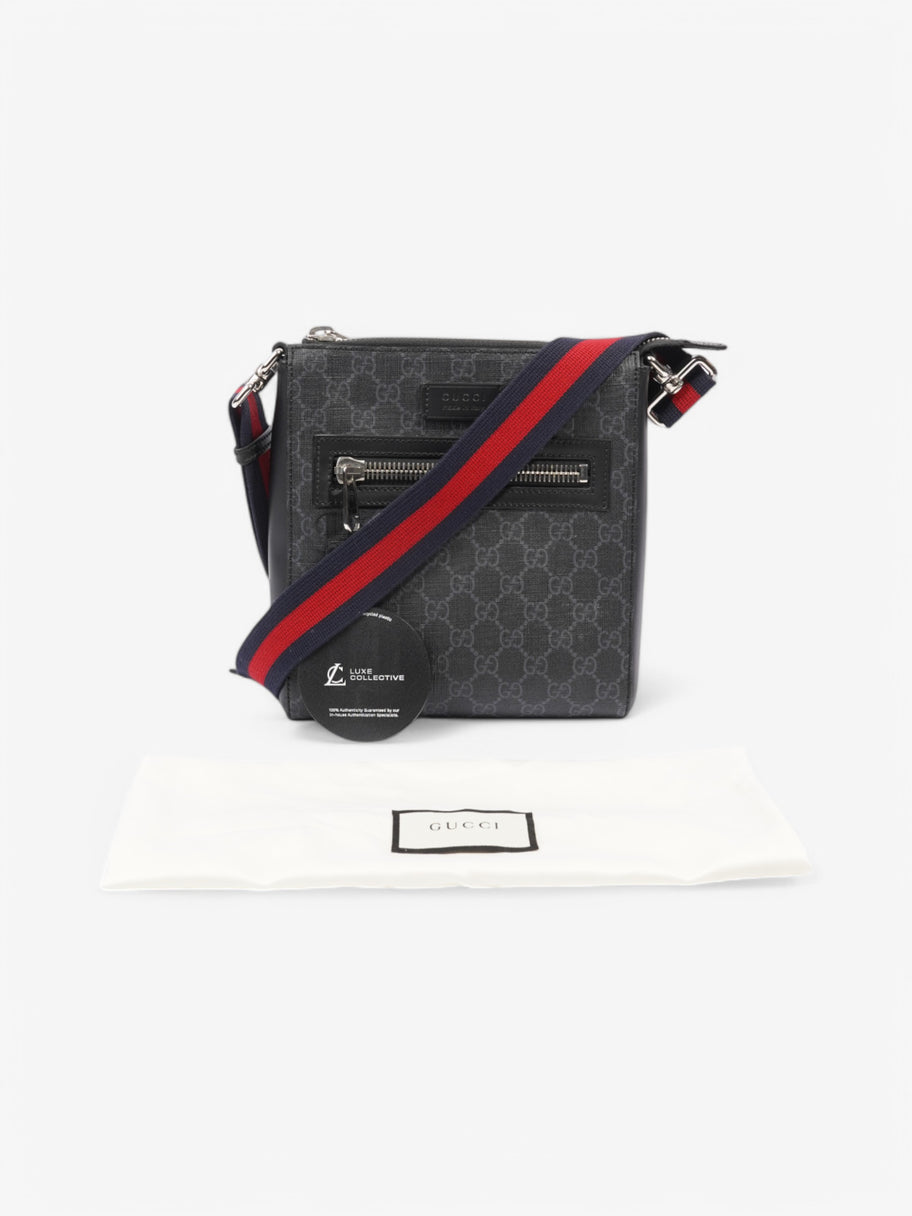Gucci GG Supreme Messenger Bag Black / Grey Coated Canvas Image 8