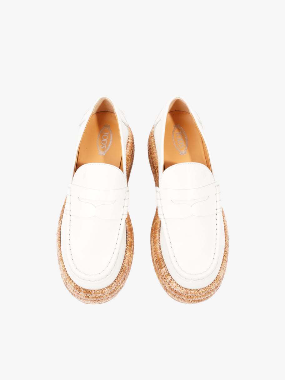 Tod's Platform Espadrille Loafers White Calfskin Leather EU 38 UK 5 Image 8