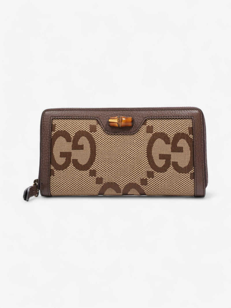  Gucci Diana Jumbo GG Wallet Camel / Ebony Canvas