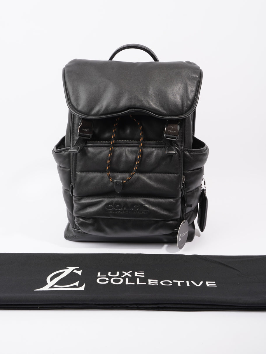 Coach League Flap Quilted Backpack Black Calfskin Leather Image 12