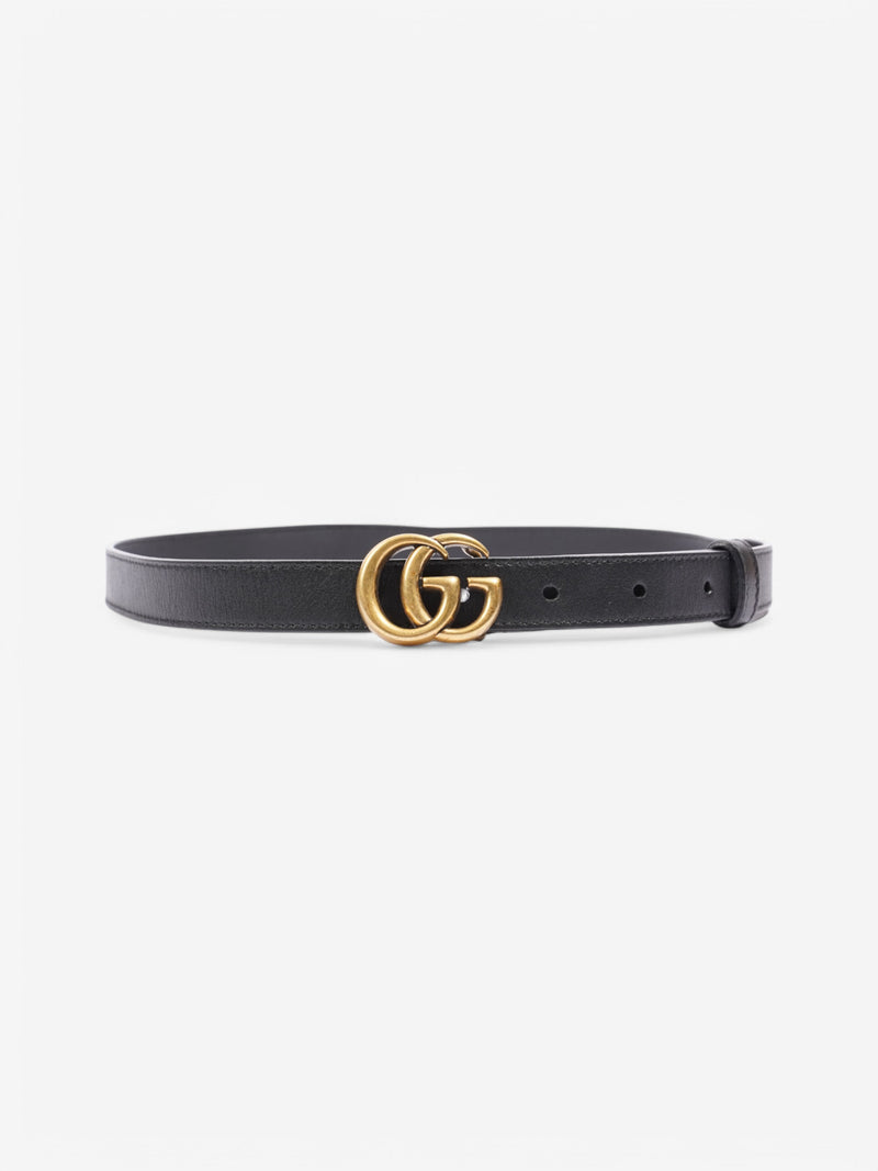  Gucci Thin Marmont Belt Black / Gold Leather 75