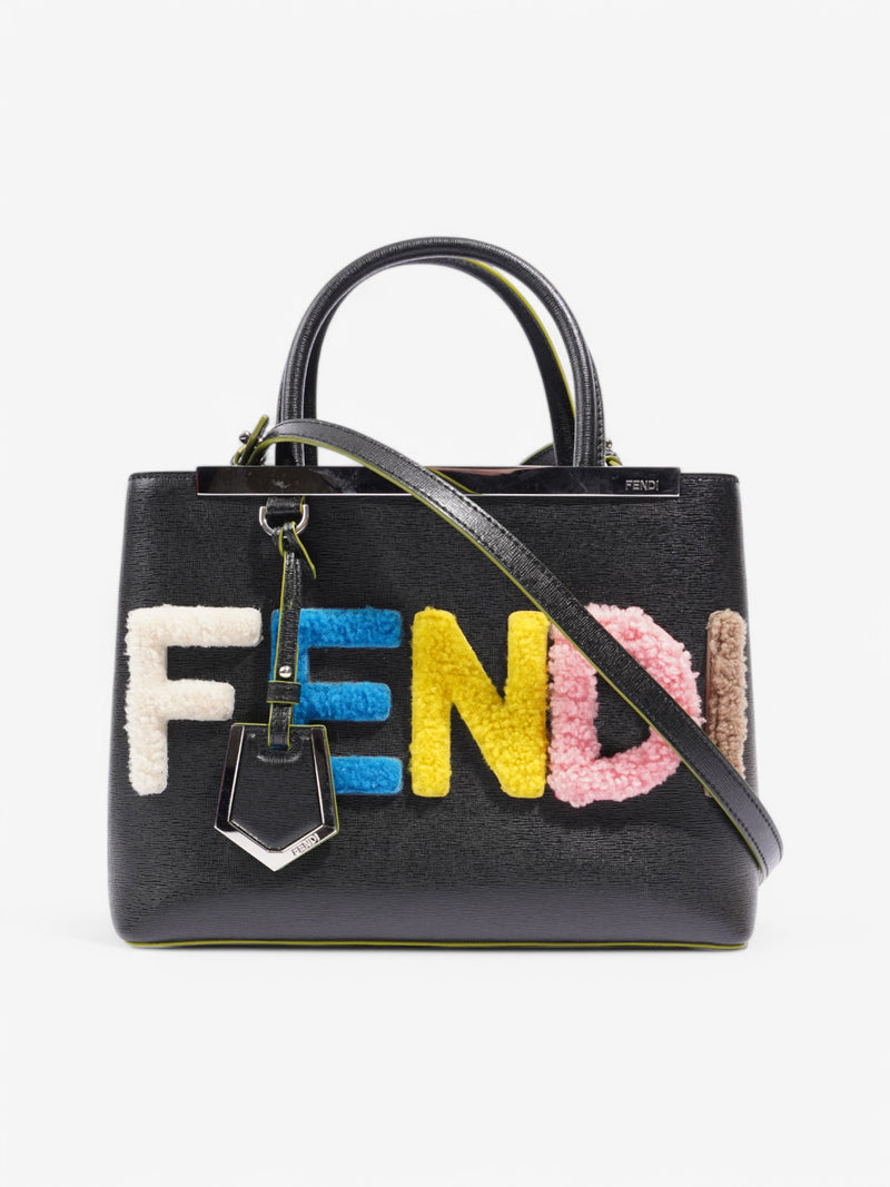  Fendi 2Jours Shearling Petite Tote Black / Multicolour Leather