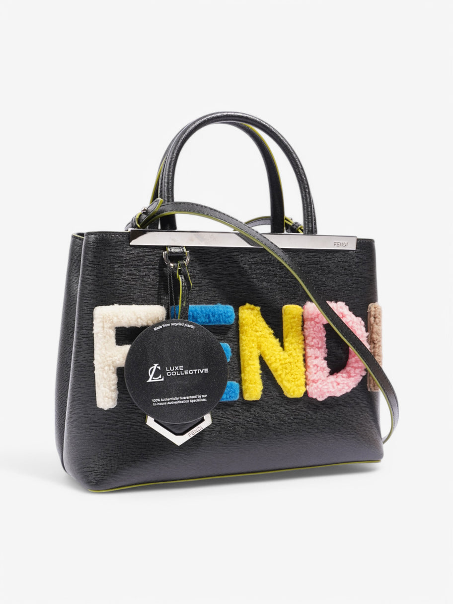 Fendi 2Jours Shearling Petite Tote Black / Multicolour Leather Image 10