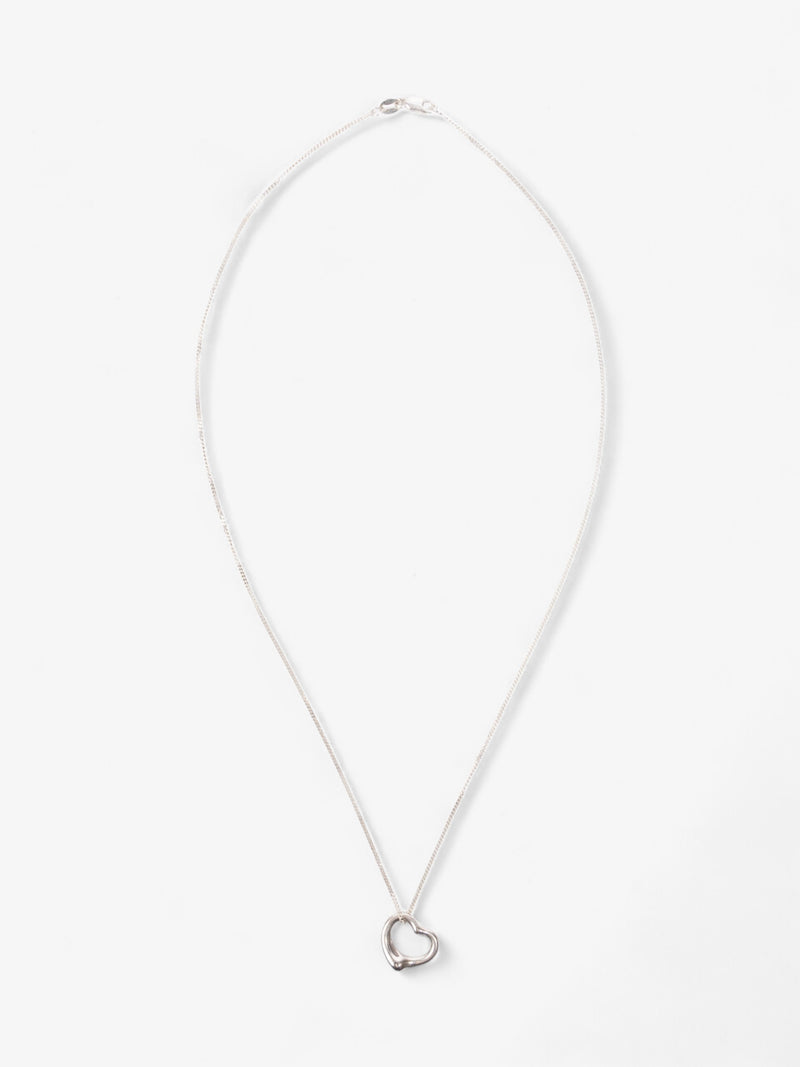  Tiffany and Co Elsa Peretti Open Heart Pendant Necklace Silver Silver Sterling