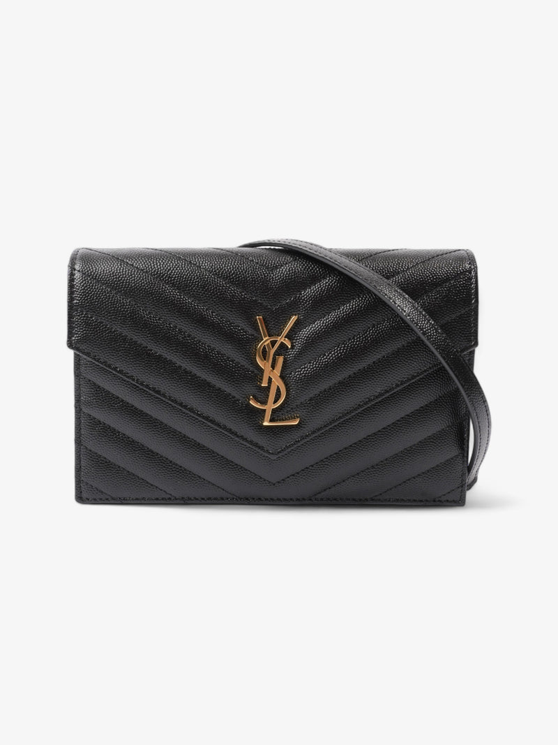 Cassandre Envelope Chain Black Grained Leather