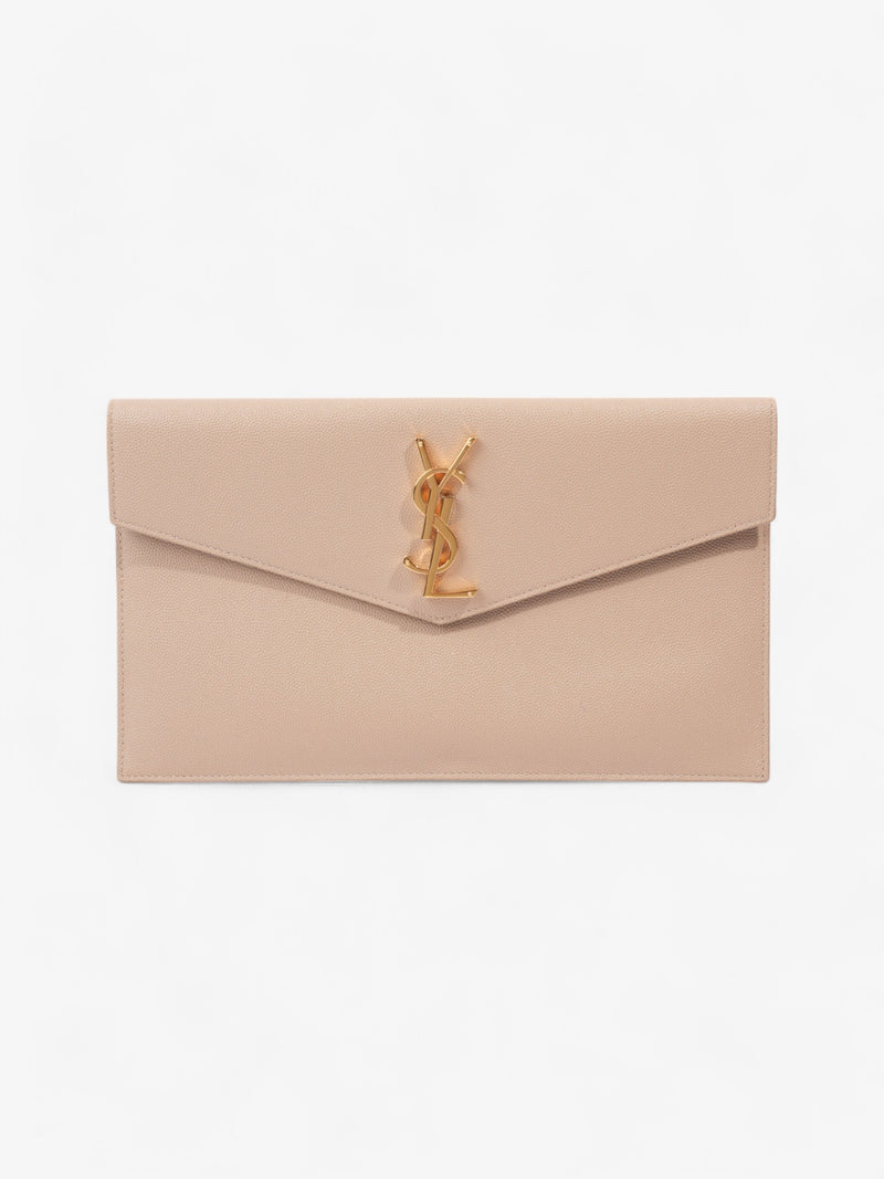  Saint Laurent Uptown Clutch Dark Beige Grained Leather