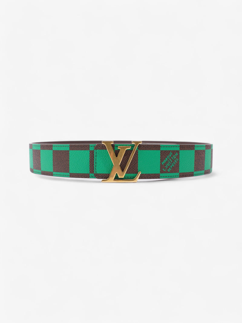  Louis Vuitton LV Initiales Reversible Belt Damier Ebene / Green / Gold Coated Canvas 95cm / 38