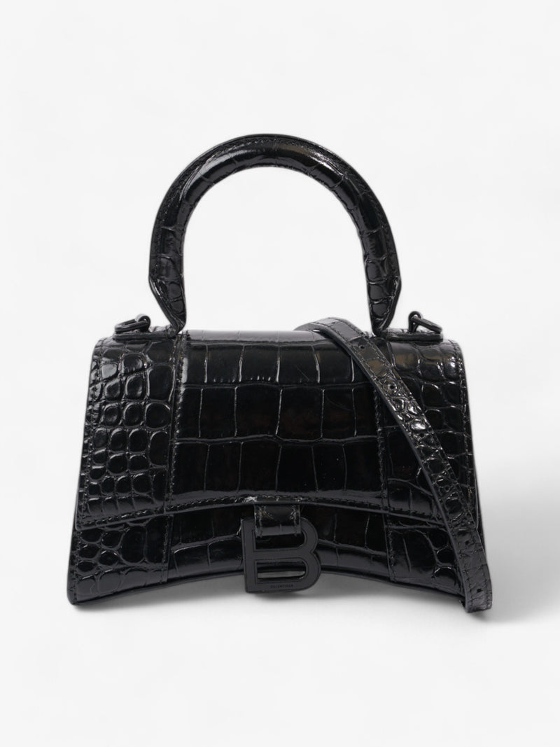  Balenciaga Hourglass Black Embossed Leather Small